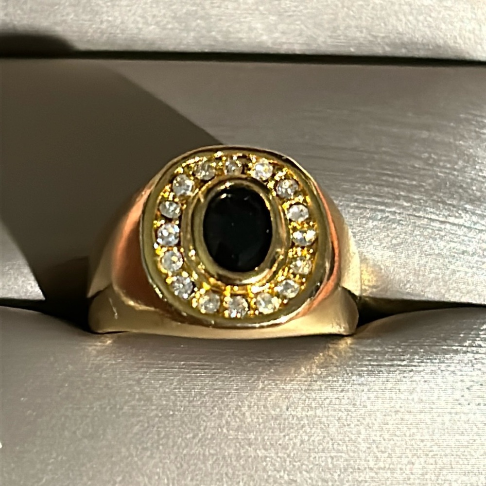 Fj stamped gold plated ring crystals size 10